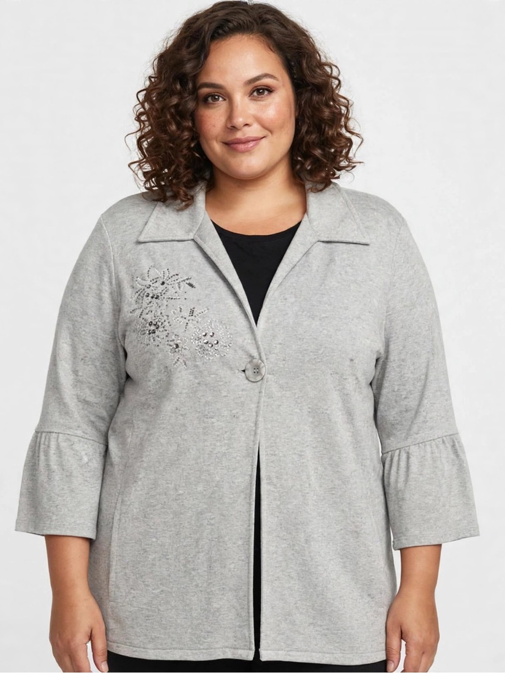 Artisan Collection Gray Cotton Blazer By Avenue NWT 22/24